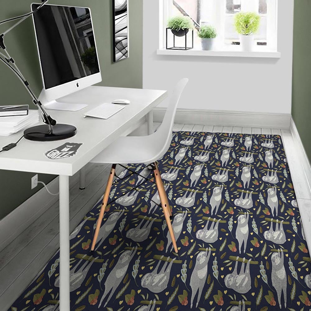 Family Sloth Print Pattern Floor Mat-grizzshop