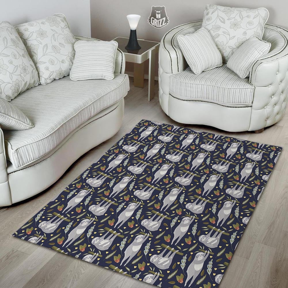 Family Sloth Print Pattern Floor Mat-grizzshop