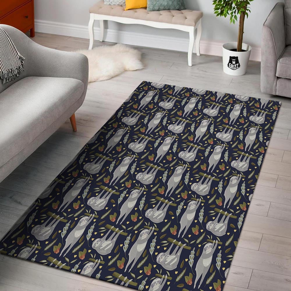 Family Sloth Print Pattern Floor Mat-grizzshop