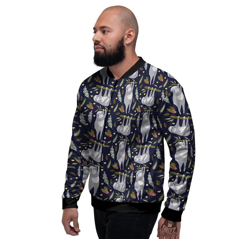 Family Sloth Print Pattern Men's Bomber Jacket-grizzshop