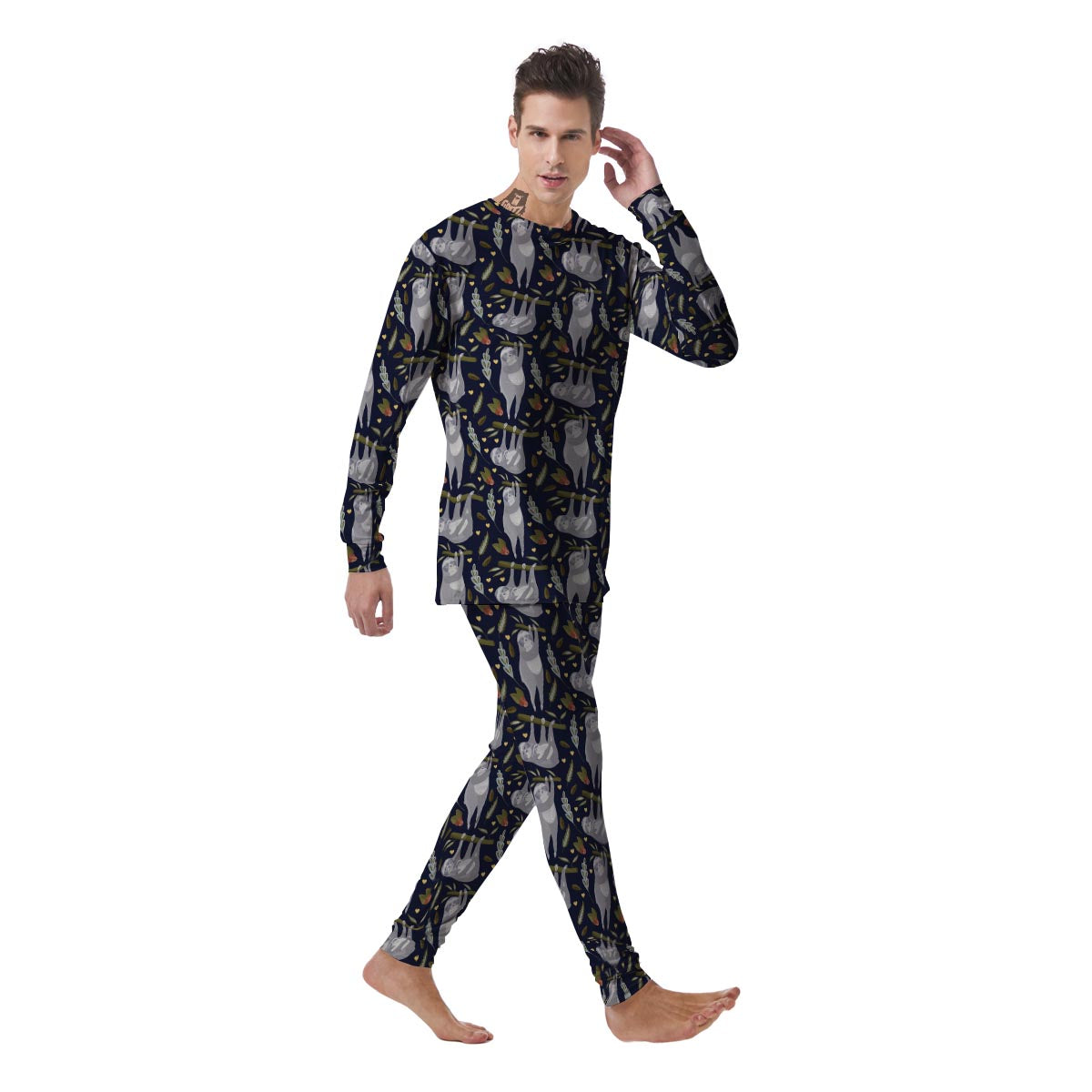 Family Sloth Print Pattern Men's Pajamas-grizzshop
