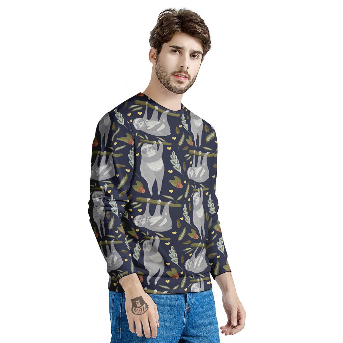 Family Sloth Print Pattern Men's Sweatshirt-grizzshop