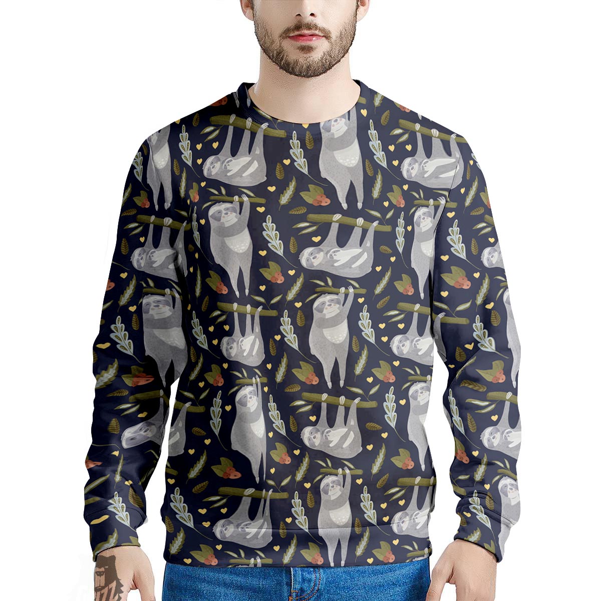 Family Sloth Print Pattern Men's Sweatshirt-grizzshop