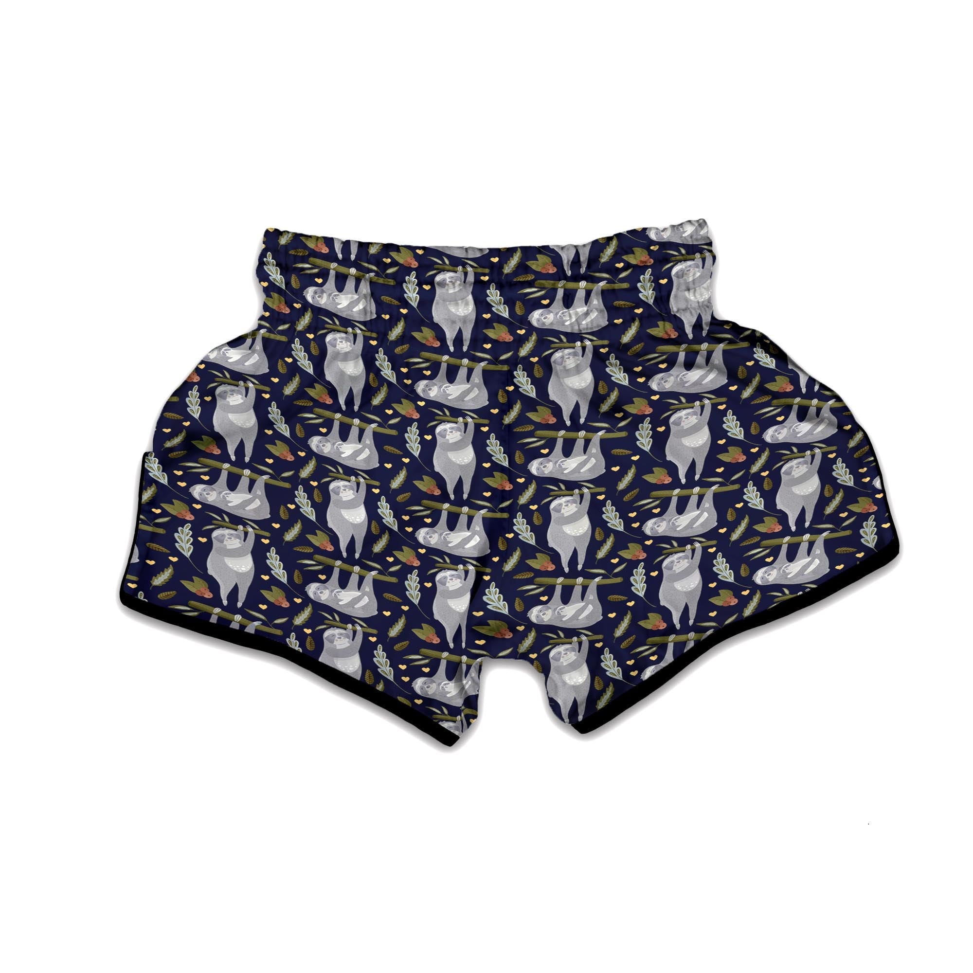 Family Sloth Print Pattern Muay Thai Boxing Shorts-grizzshop