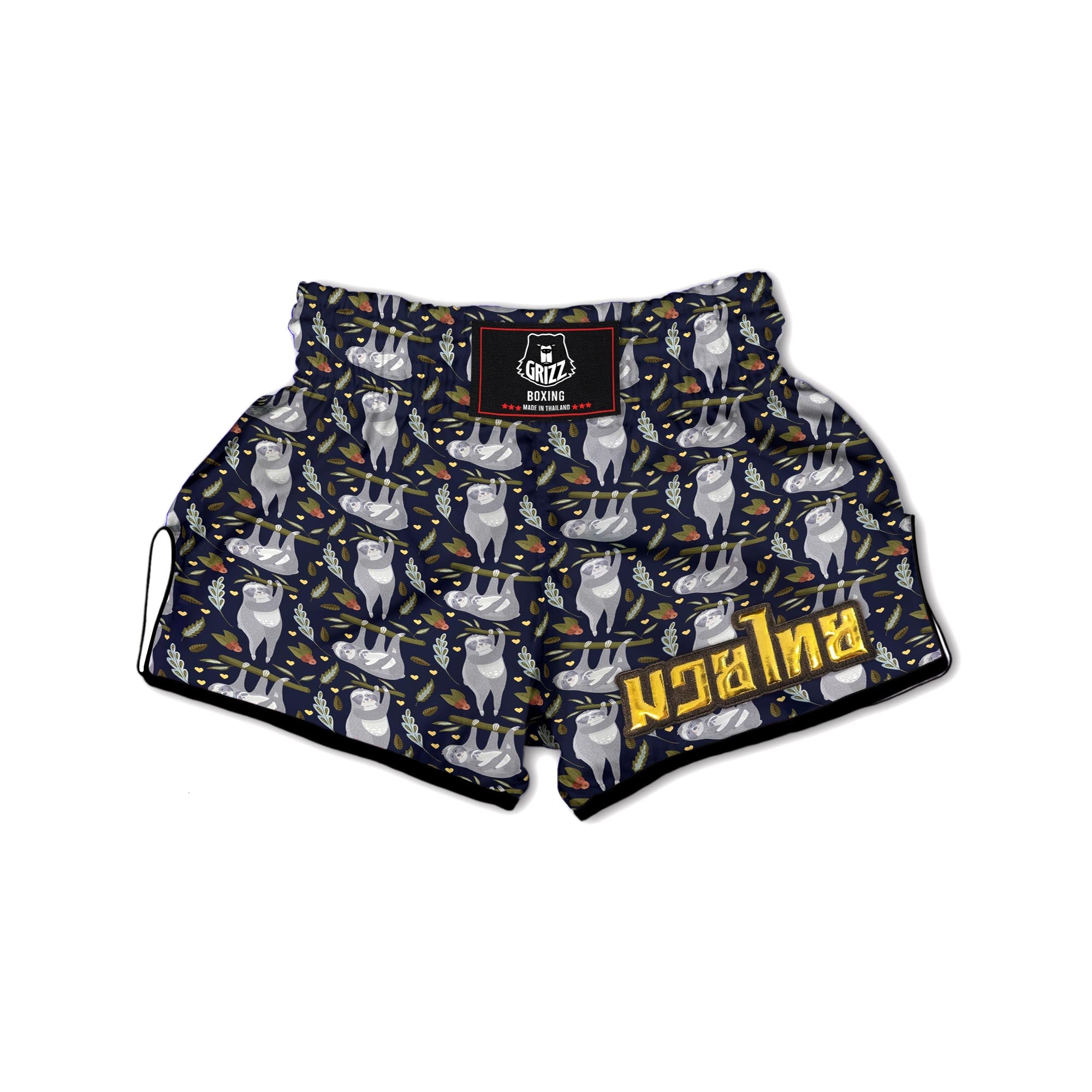 Family Sloth Print Pattern Muay Thai Boxing Shorts-grizzshop