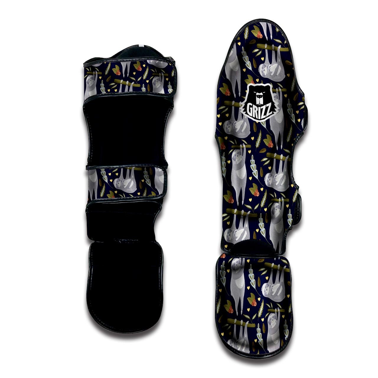 Family Sloth Print Pattern Muay Thai Shin Guards-grizzshop