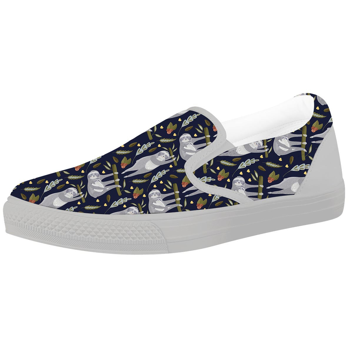 Family Sloth Print Pattern White Slip On Shoes-grizzshop