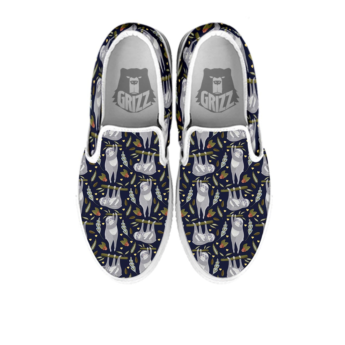 Family Sloth Print Pattern White Slip On Shoes-grizzshop