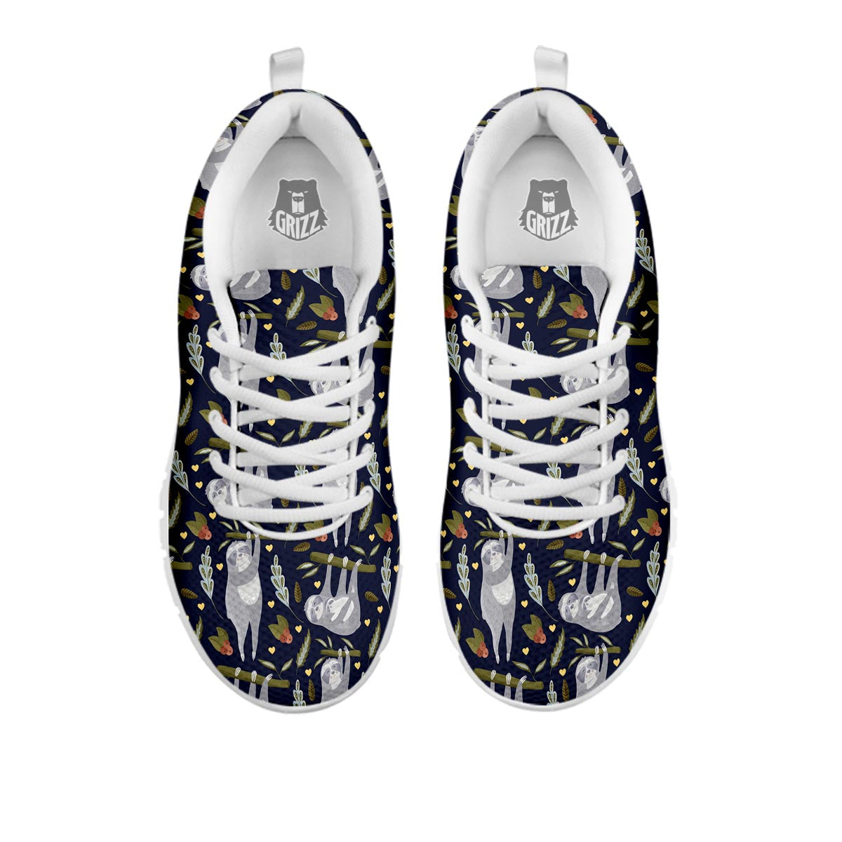 Family Sloth Print Pattern White Sneaker-grizzshop