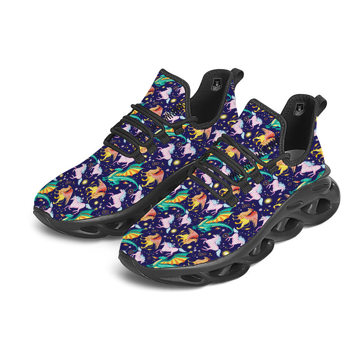 Fantastic Beasts Print Pattern Black Running Shoes-grizzshop