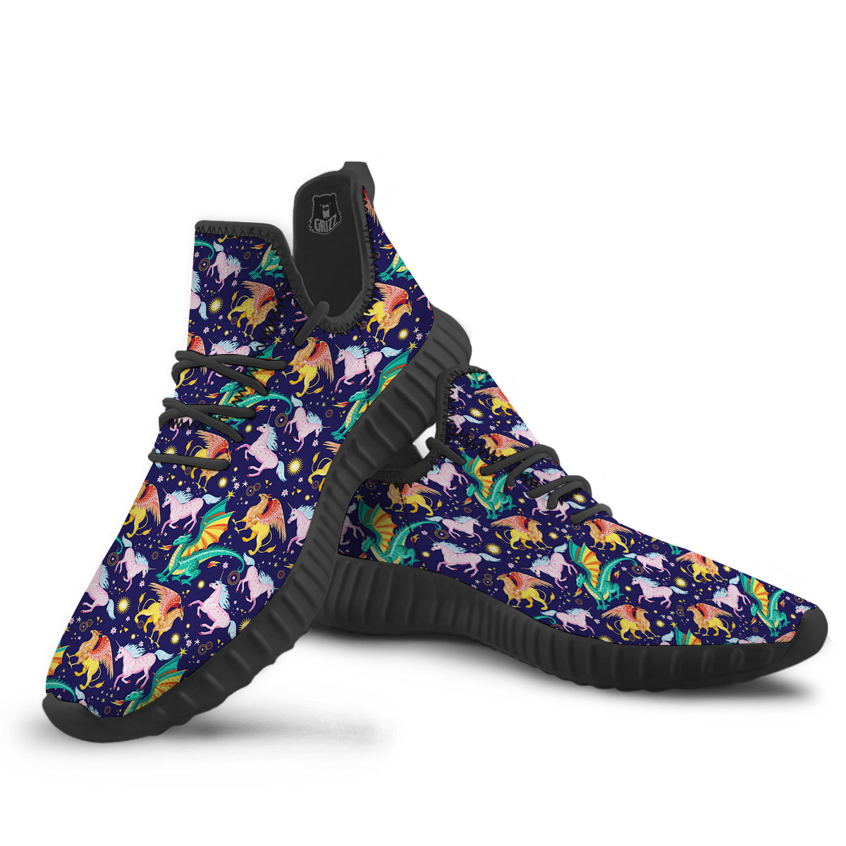 Fantastic Beasts Print Pattern Black Walking Shoes-grizzshop