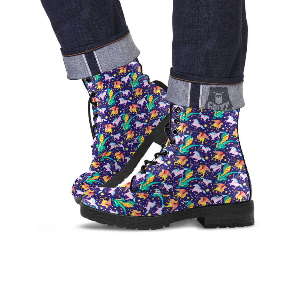 Fantastic Beasts Print Pattern Leather Boots-grizzshop
