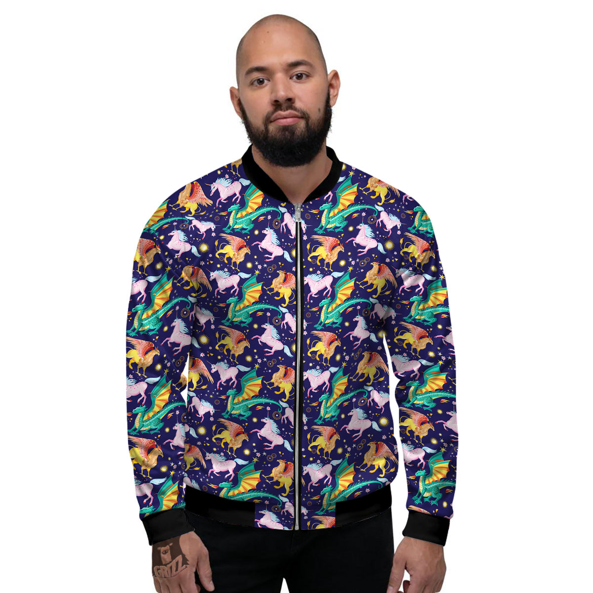 Fantastic Beasts Print Pattern Men's Bomber Jacket-grizzshop