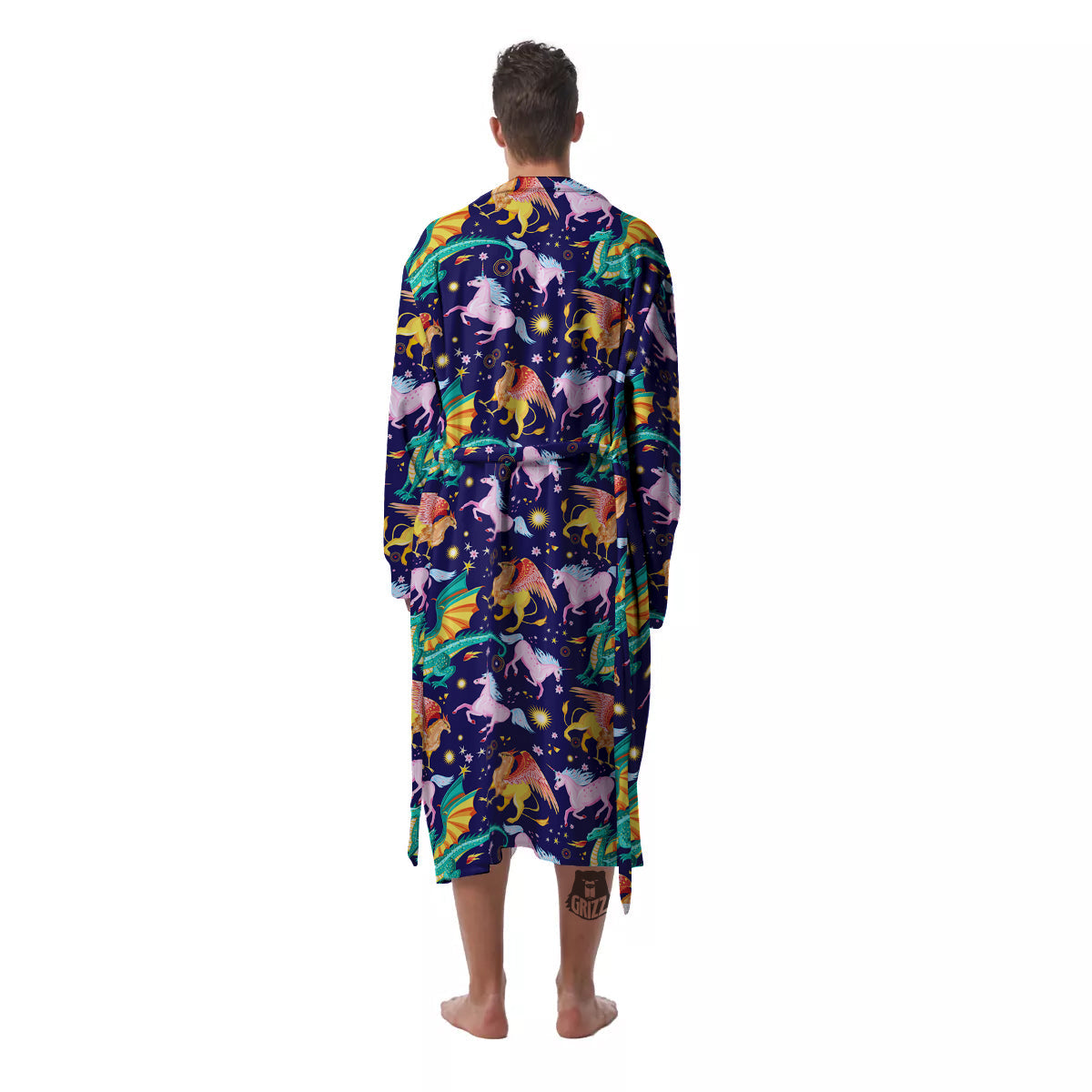Fantastic Beasts Print Pattern Men's Robe-grizzshop