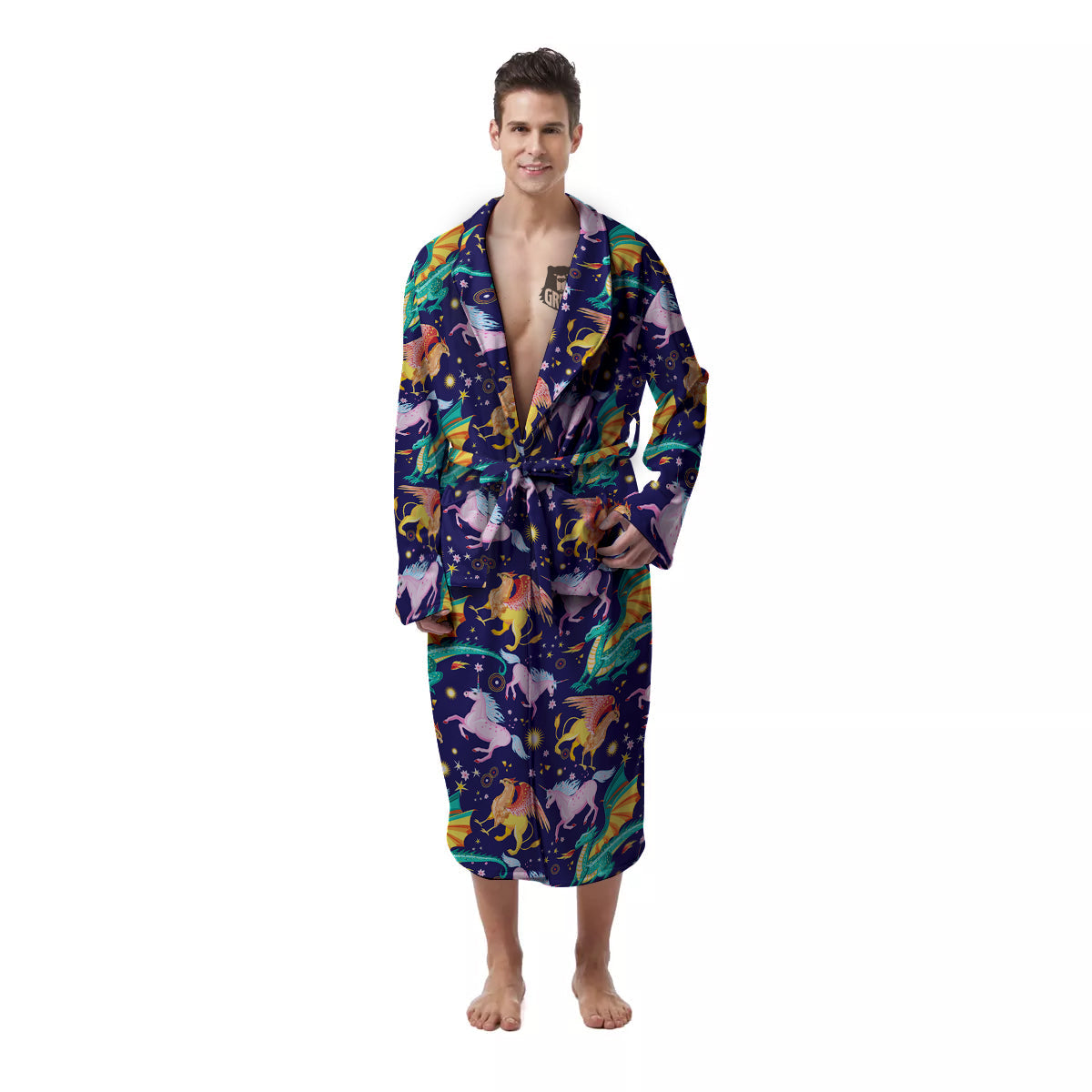 Fantastic Beasts Print Pattern Men's Robe-grizzshop