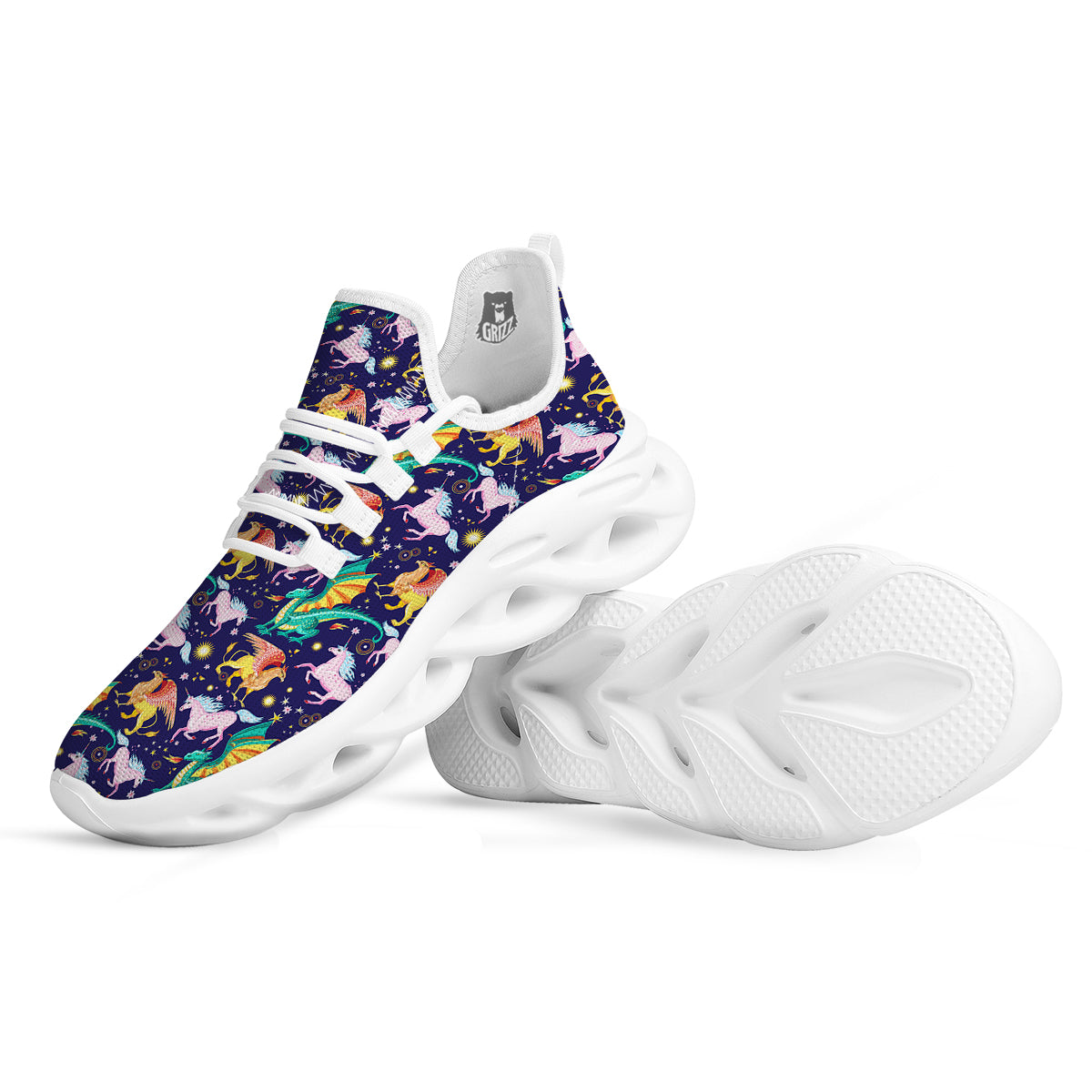 Fantastic Beasts Print Pattern White Running Shoes-grizzshop