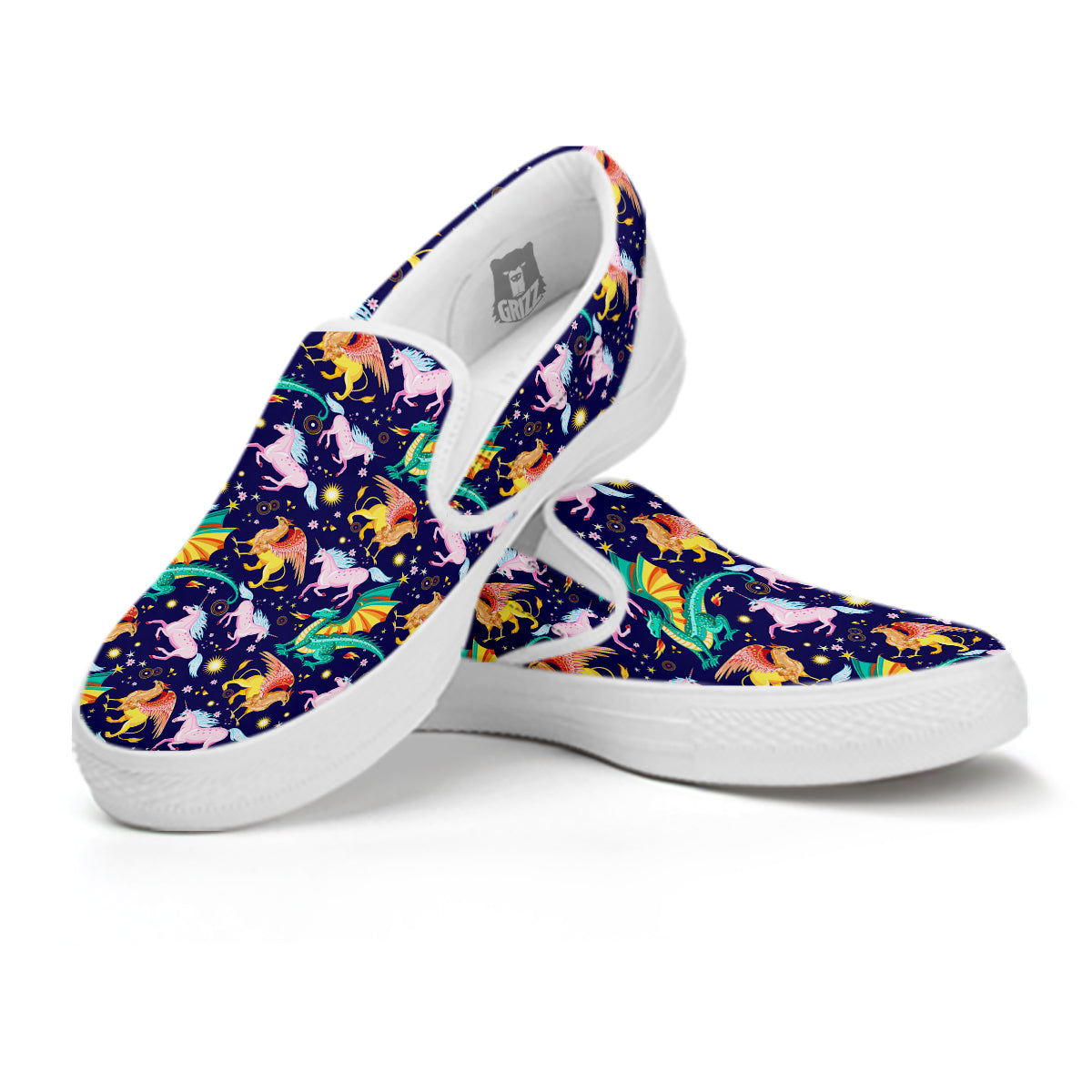 Fantastic Beasts Print Pattern White Slip On Shoes-grizzshop
