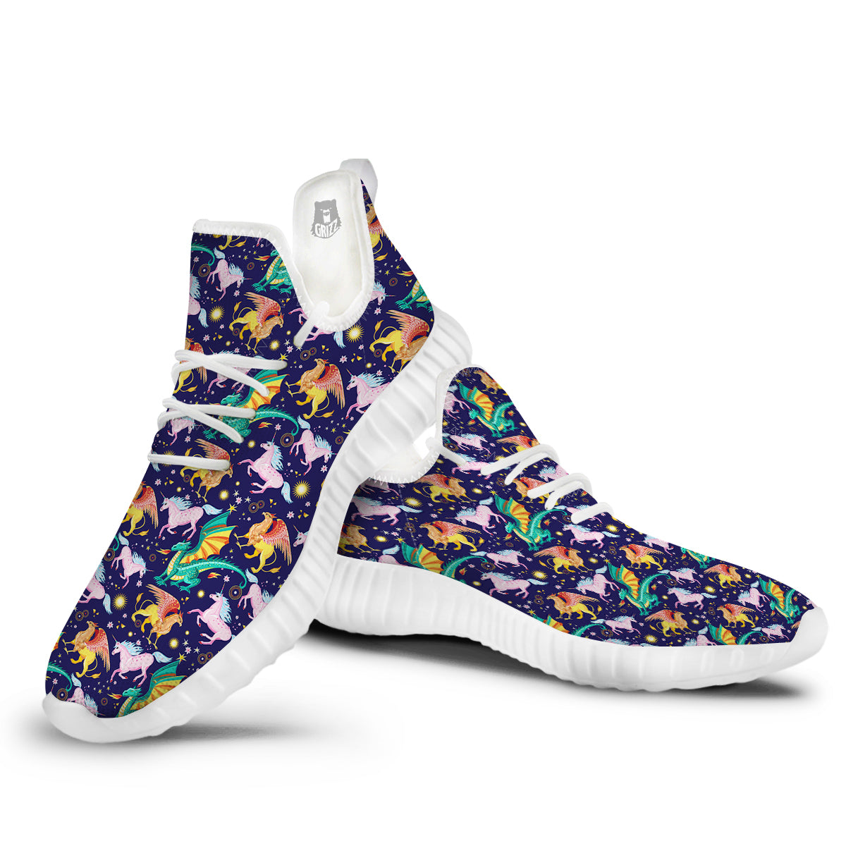 Fantastic Beasts Print Pattern White Walking Shoes-grizzshop