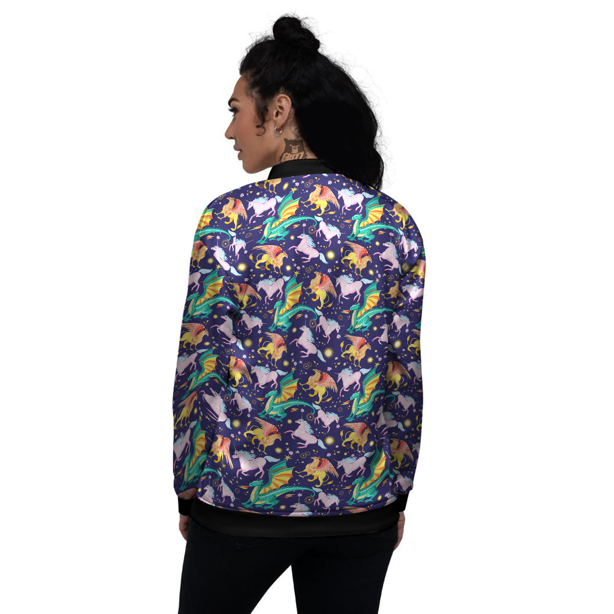 Fantastic Beasts Print Pattern Women's Bomber Jacket-grizzshop