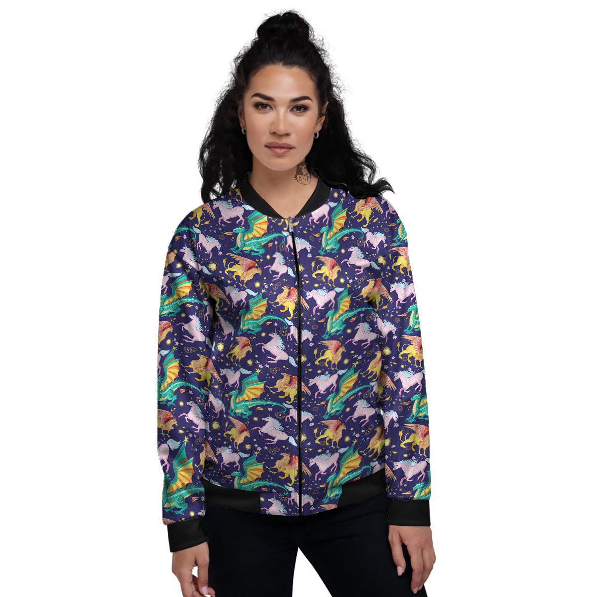 Fantastic Beasts Print Pattern Women's Bomber Jacket-grizzshop