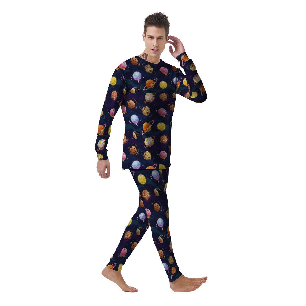 Fantasy Food Planets Print Pattern Men's Pajamas-grizzshop