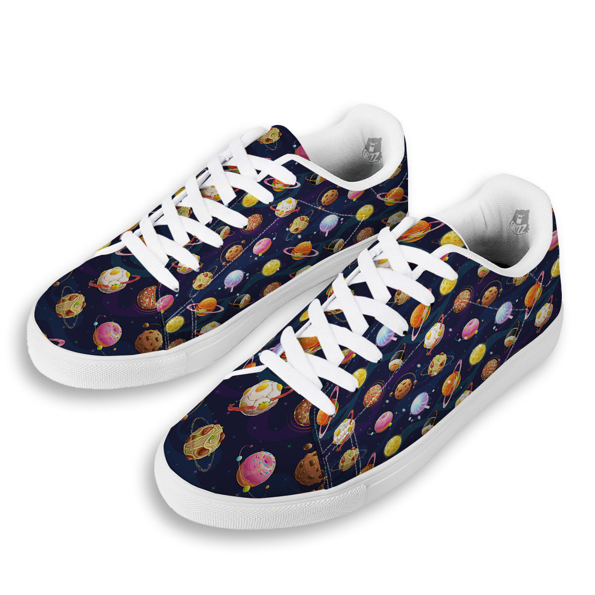 Fantasy Food Planets Print Pattern White Low Top Sneakers-grizzshop