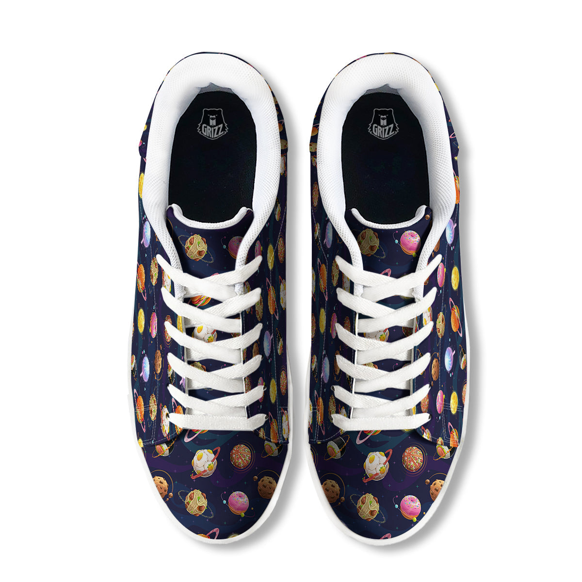 Fantasy Food Planets Print Pattern White Low Top Sneakers-grizzshop