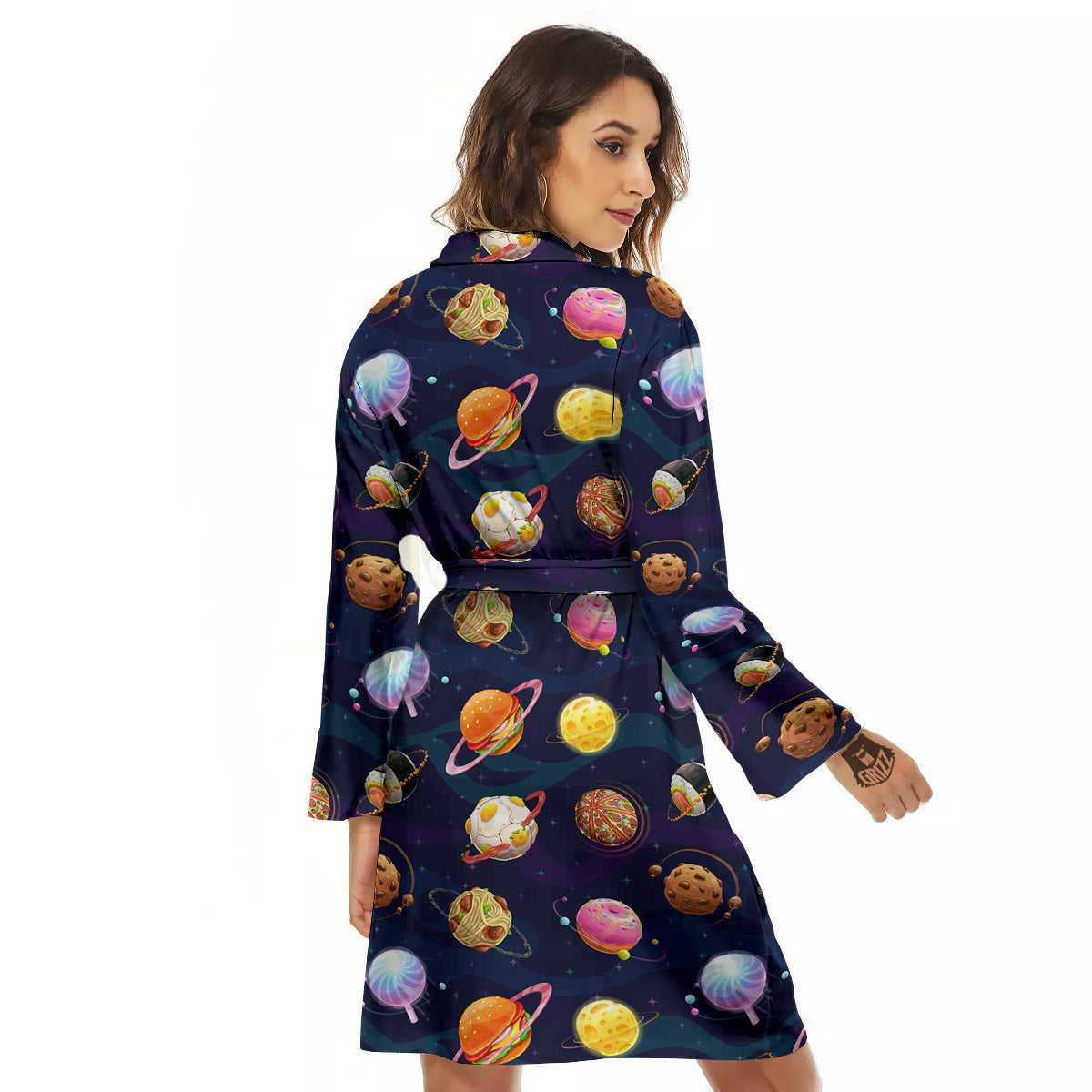 Fantasy Food Planets Print Pattern Women's Robe-grizzshop