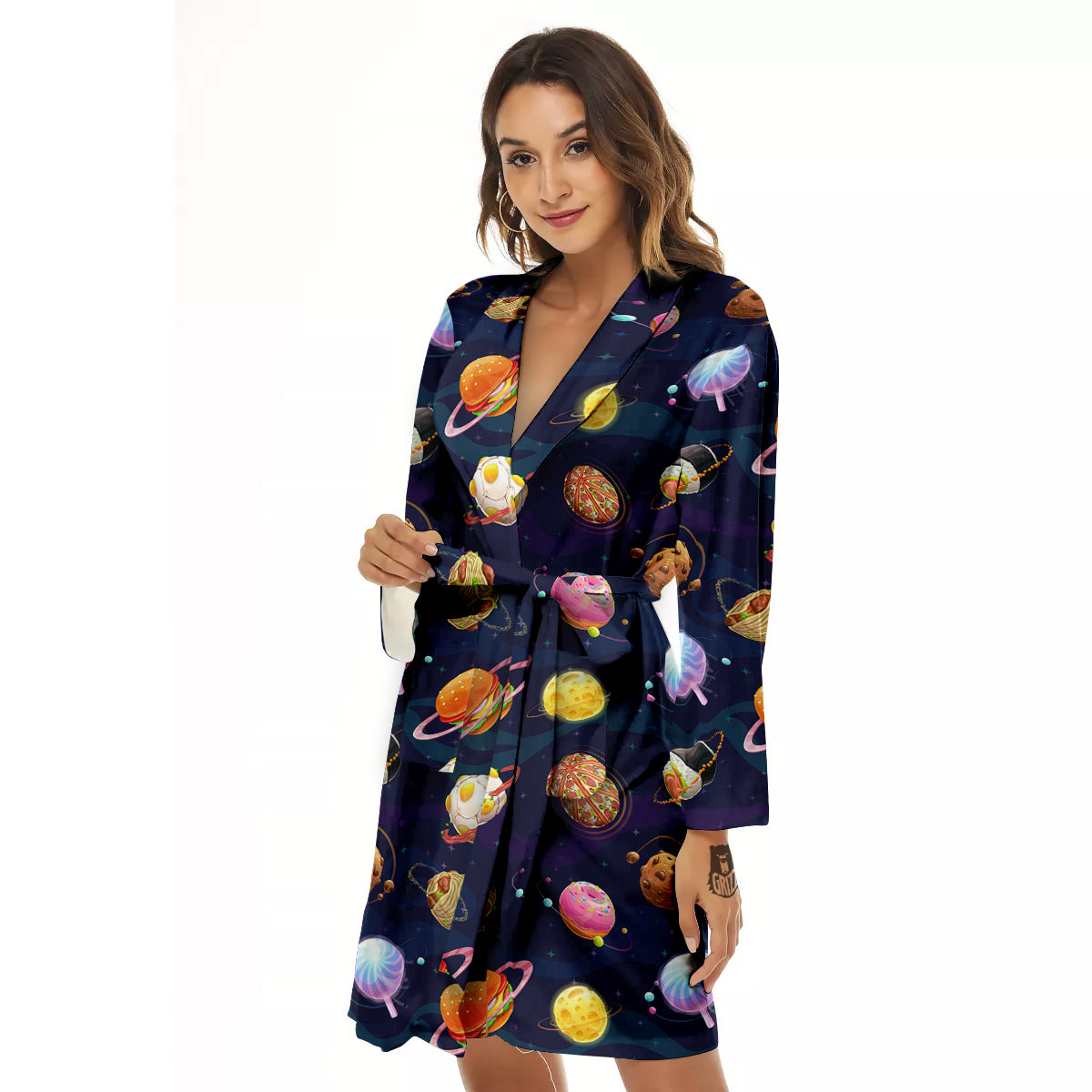 Fantasy Food Planets Print Pattern Women's Robe-grizzshop