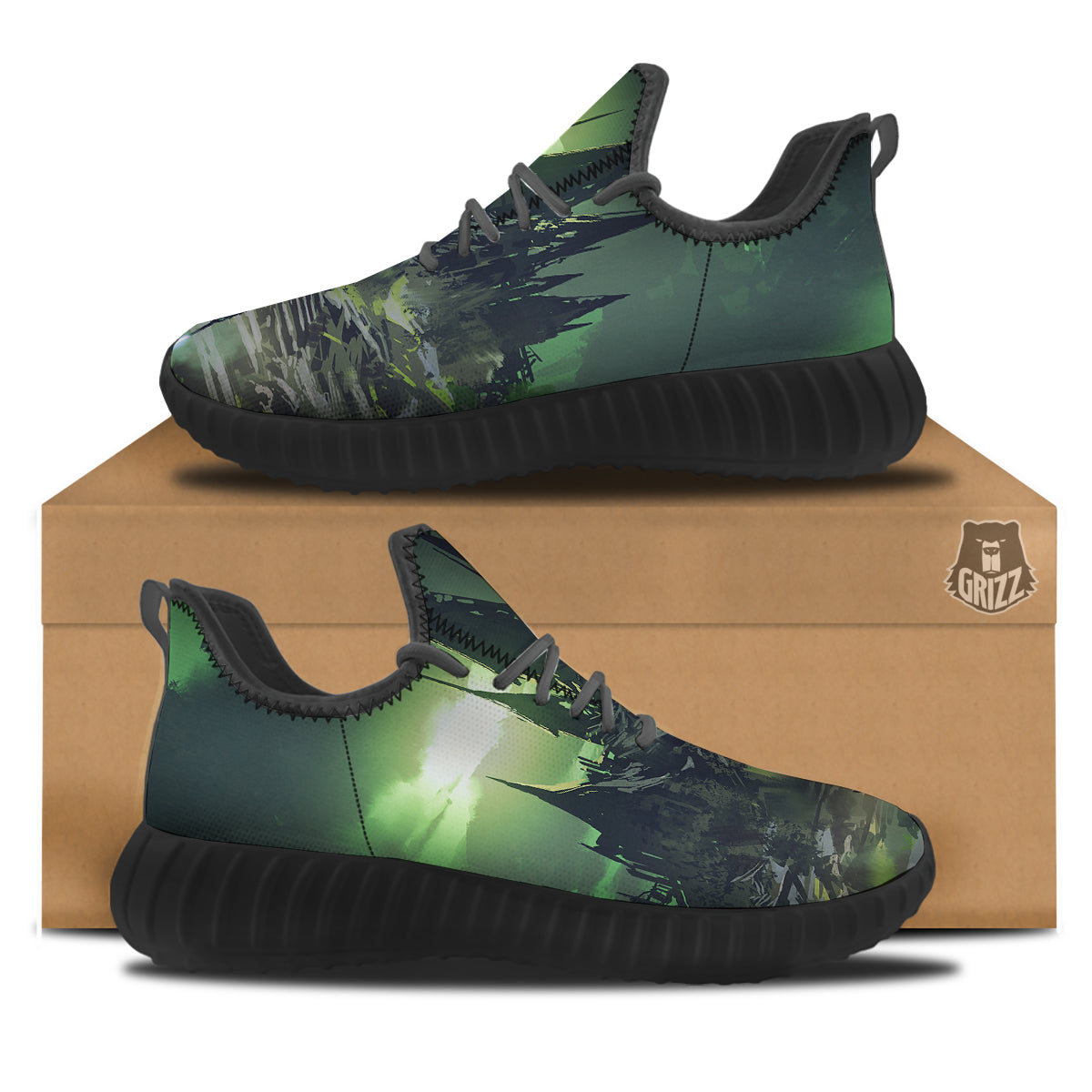 Fantasy Knight And Castle Black Walking Shoes-grizzshop