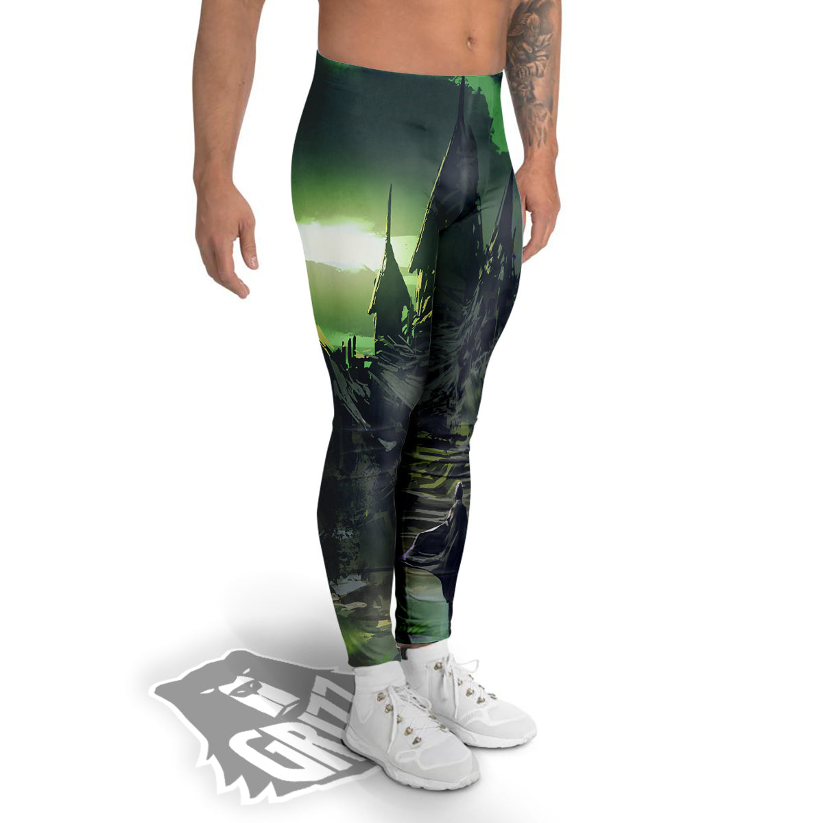 Fantasy Knight And Castle Men's Leggings-grizzshop