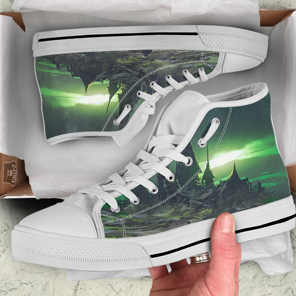 Fantasy Knight And Castle White High Top Shoes-grizzshop