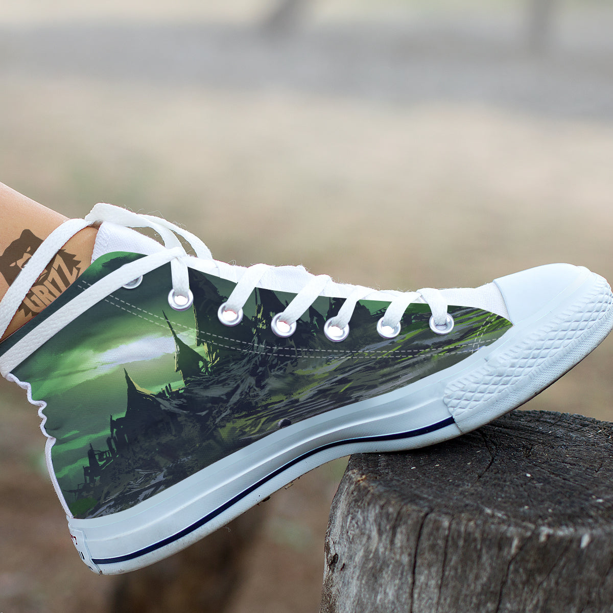 Fantasy Knight And Castle White High Top Shoes-grizzshop