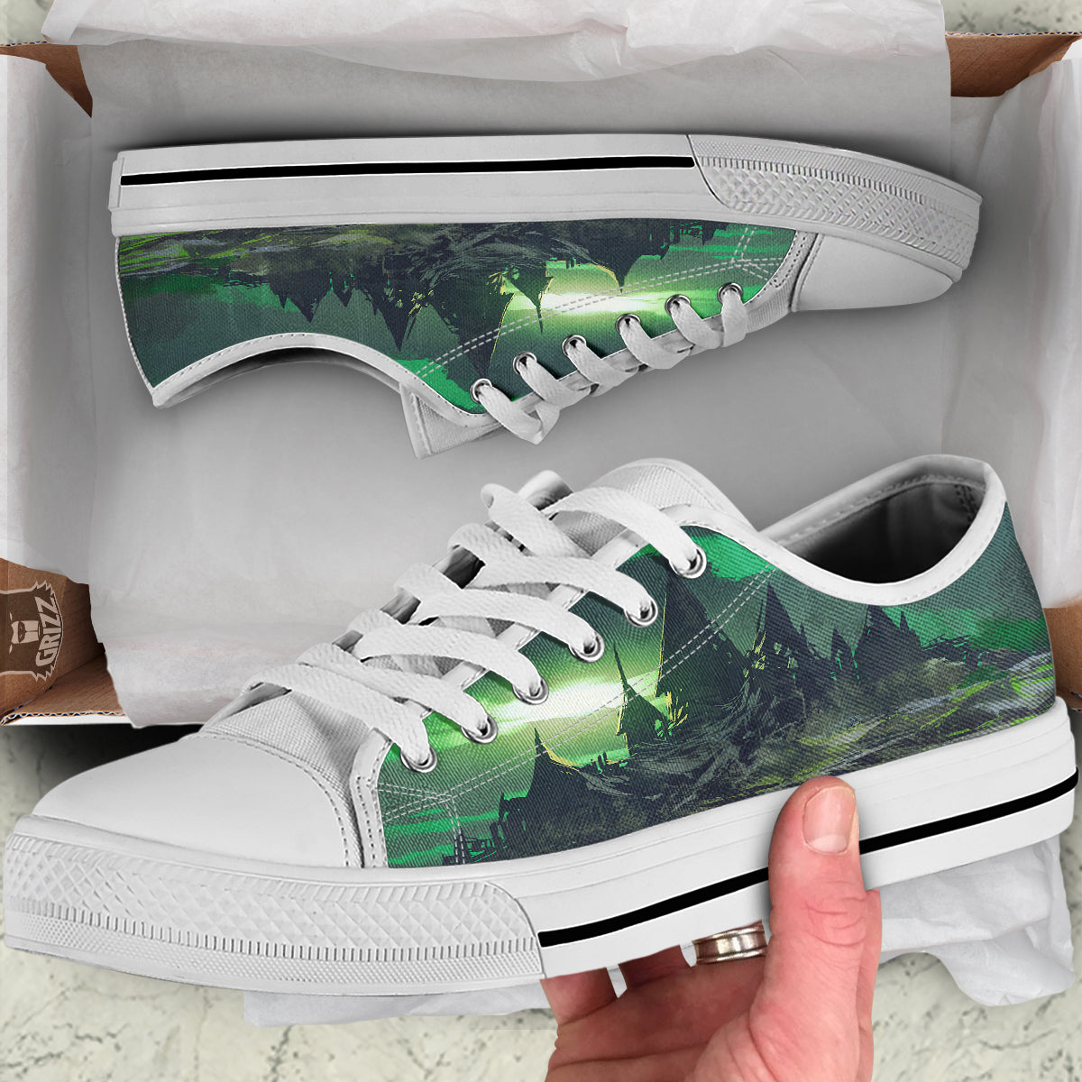 Fantasy Knight And Castle White Low Top Shoes-grizzshop