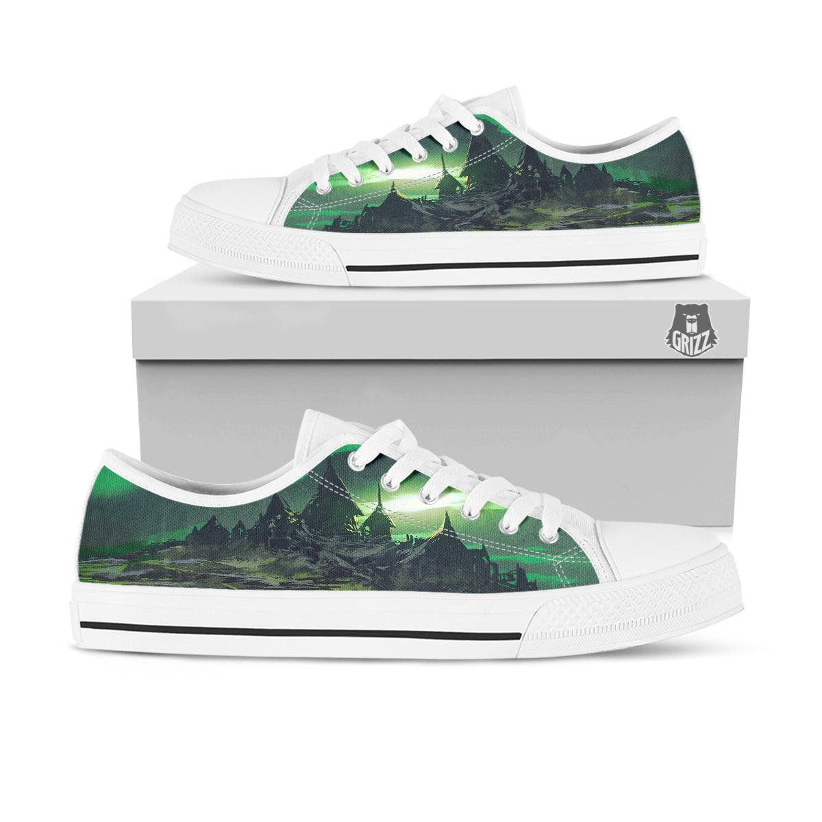 Fantasy Knight And Castle White Low Top Shoes-grizzshop