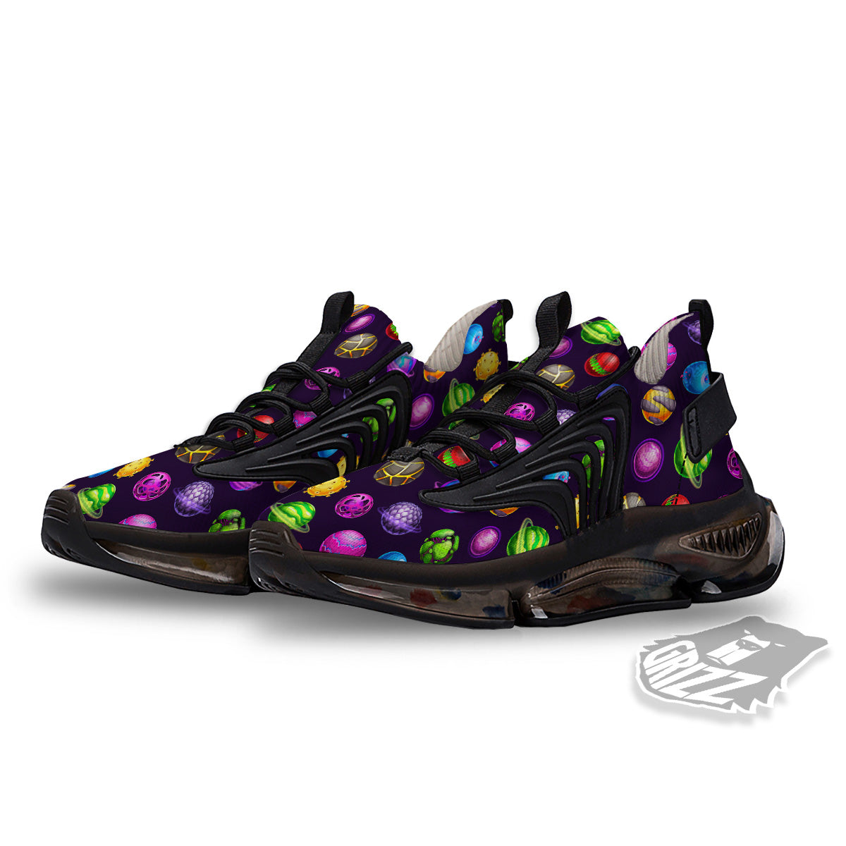 Fantasy Planets In Space Universe Print Pattern Black Gym Shoes-grizzshop