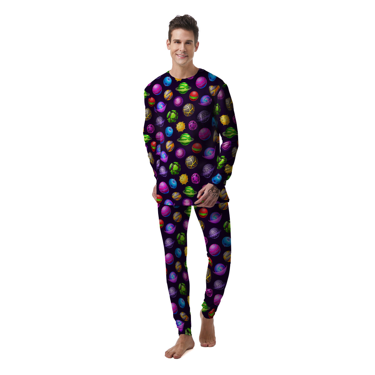 Fantasy Planets In Space Universe Print Pattern Men's Pajamas-grizzshop