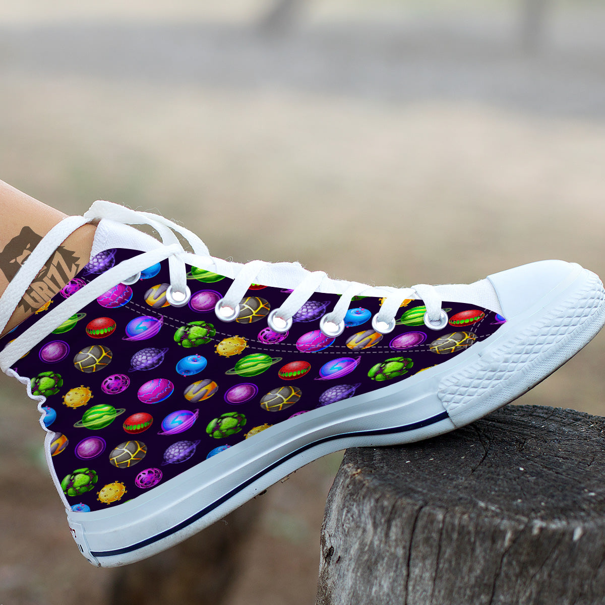 Fantasy Planets In Space Universe Print Pattern White High Top Shoes-grizzshop