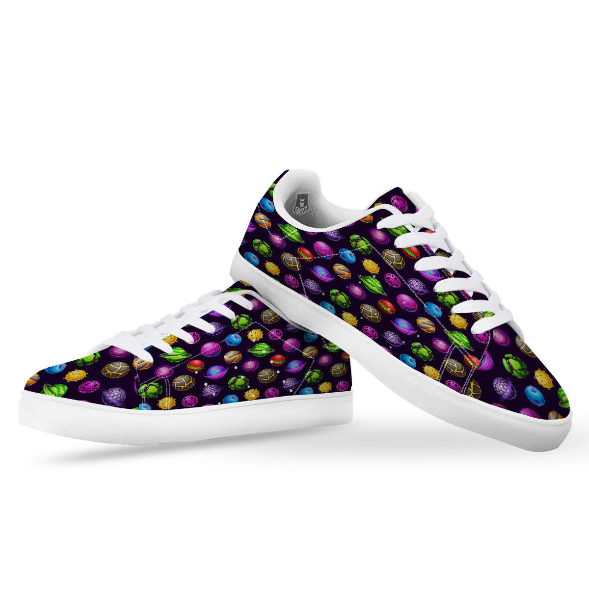 Fantasy Planets In Space Universe Print Pattern White Low Top Sneakers-grizzshop