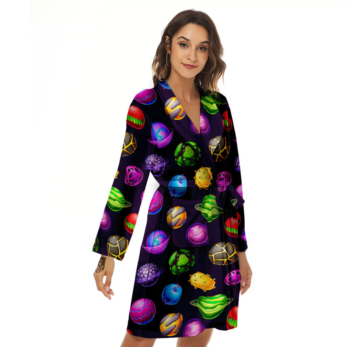 Fantasy Planets In Space Universe Print Pattern Women's Robe-grizzshop