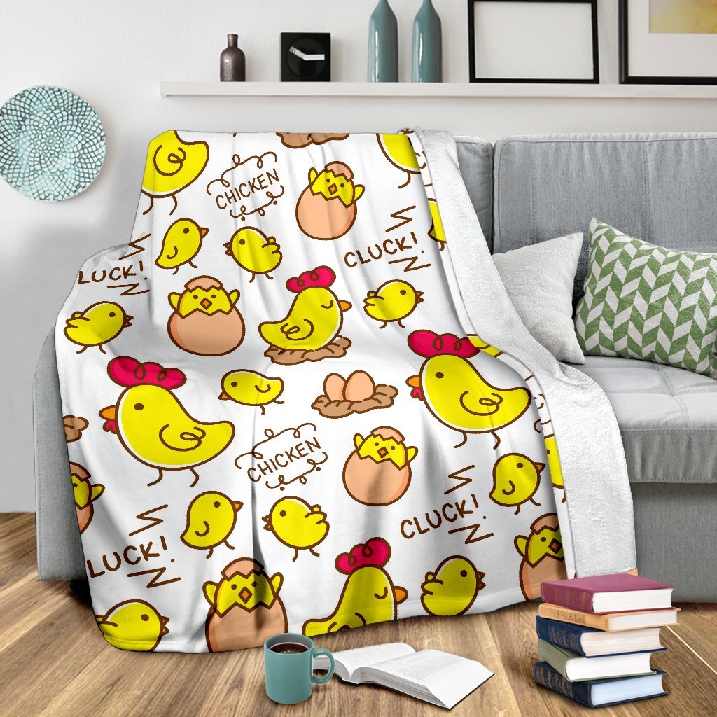 Farm Chicken Hen Chick Pattern Print Blanket-grizzshop