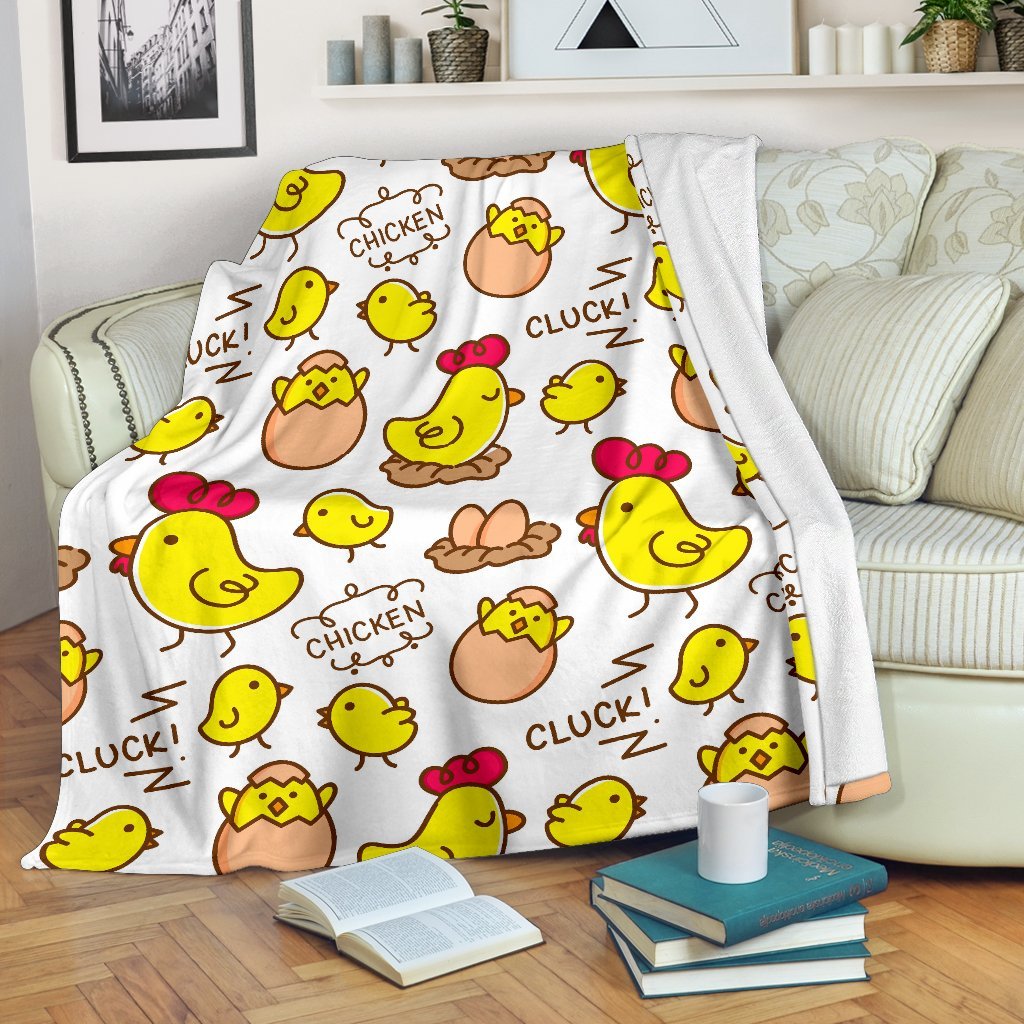 Farm Chicken Hen Chick Pattern Print Blanket-grizzshop