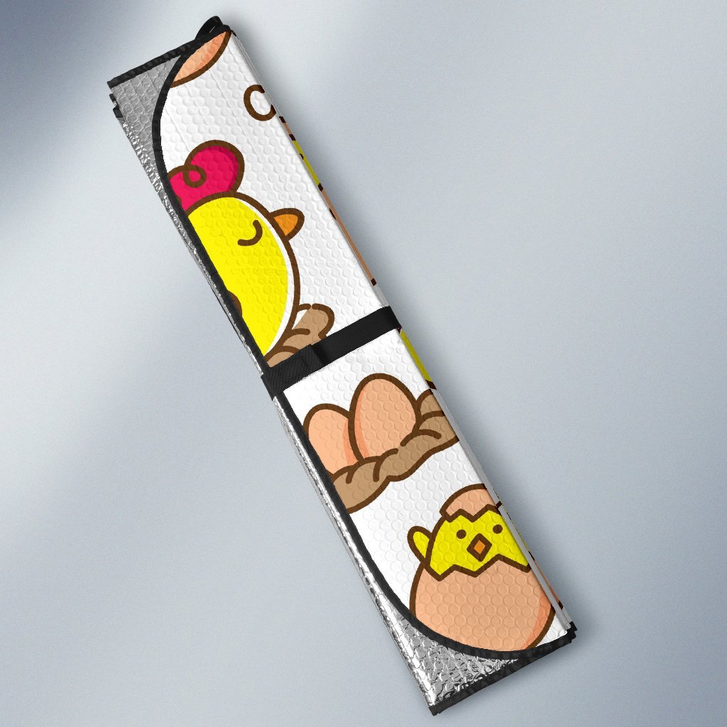 Farm Chicken Hen Chick Pattern Print Car Sun Shade-grizzshop