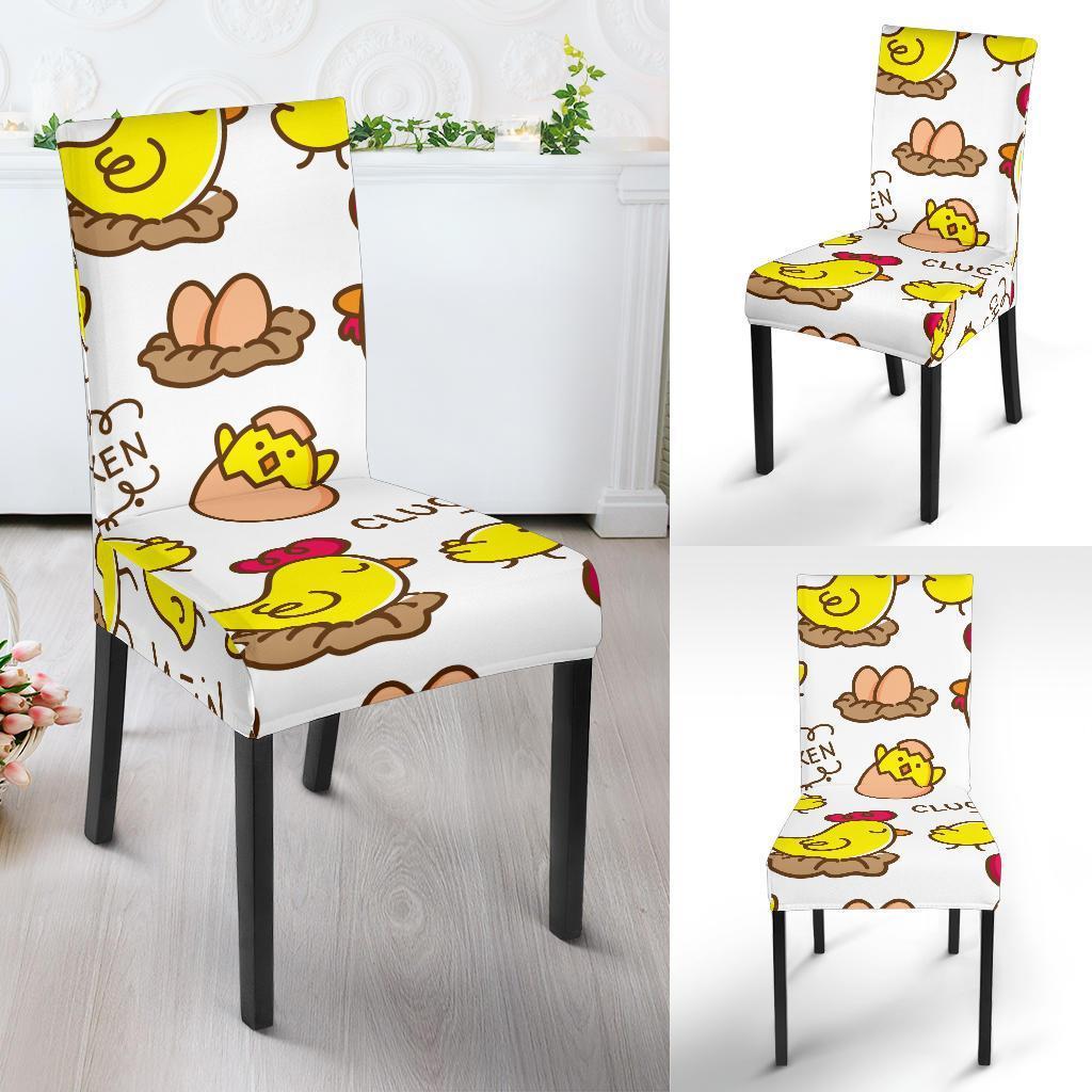 Farm Chicken Hen Chick Pattern Print Chair Cover-grizzshop