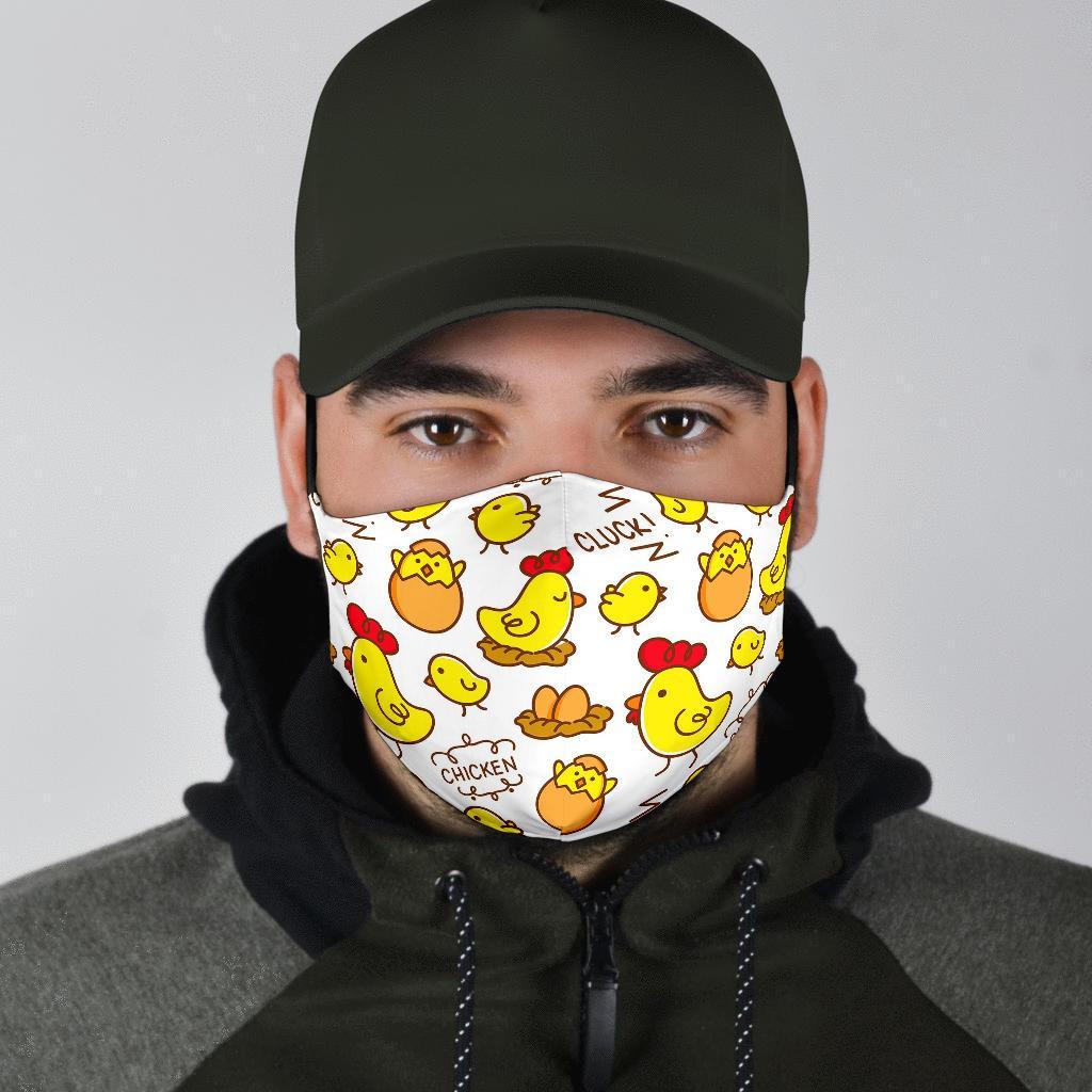 Farm Chicken Hen Chick Pattern Print Face Mask-grizzshop