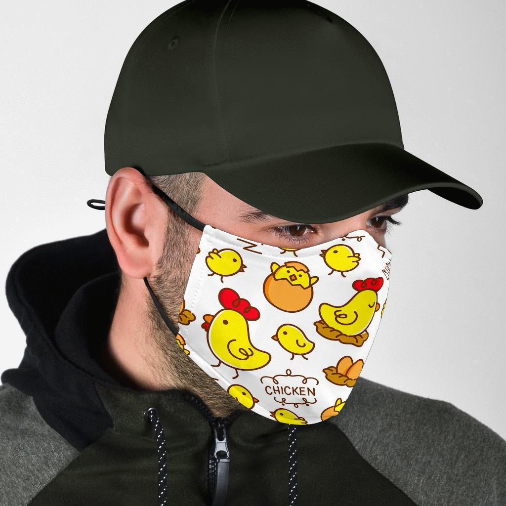 Farm Chicken Hen Chick Pattern Print Face Mask-grizzshop