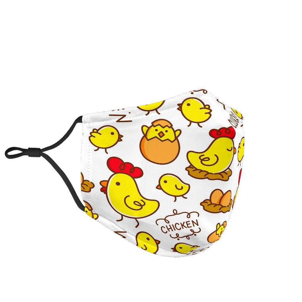 Farm Chicken Hen Chick Pattern Print Face Mask-grizzshop