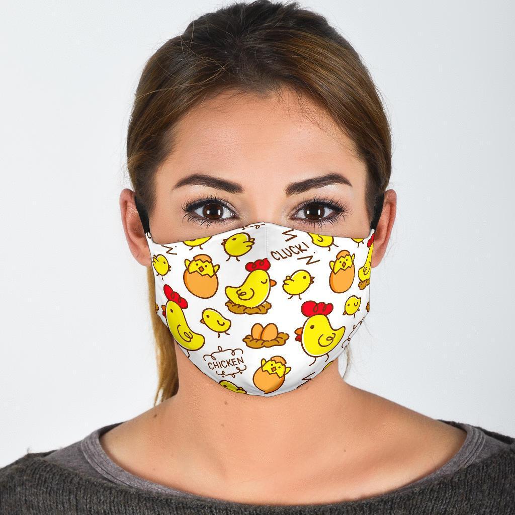 Farm Chicken Hen Chick Pattern Print Face Mask-grizzshop