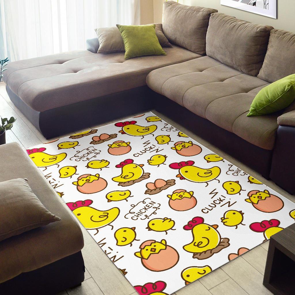 Farm Chicken Hen Chick Pattern Print Floor Mat-grizzshop