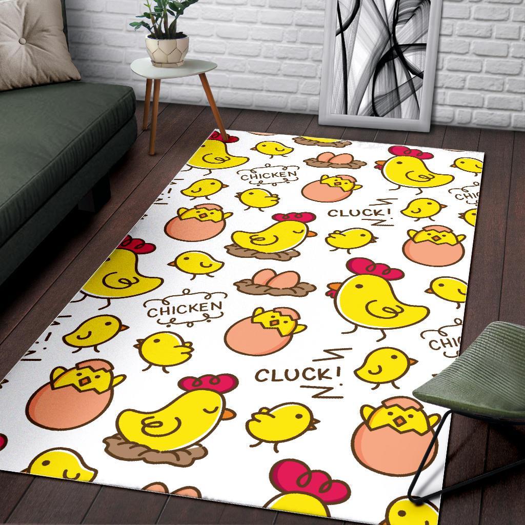 Farm Chicken Hen Chick Pattern Print Floor Mat-grizzshop